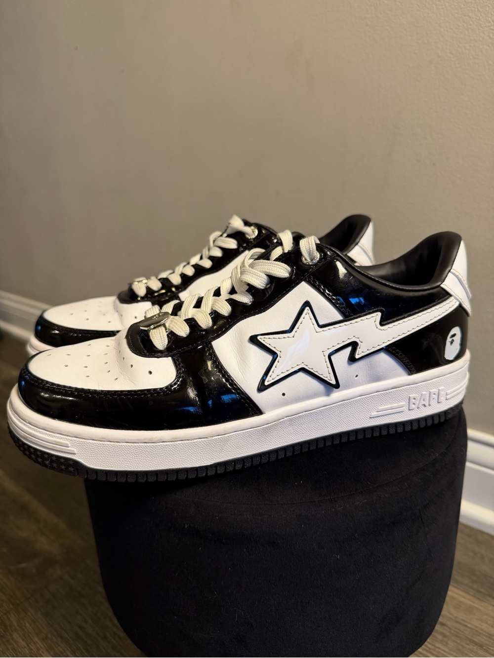 BAPE (A Bathing Ape) Black & White Star Low-Top Sneakers